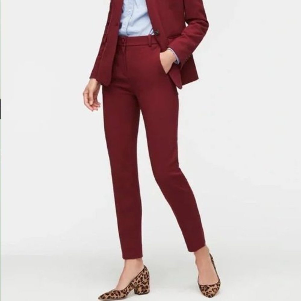 J. Crew High-rise Cameron Pants Size 4 Burgundy Red